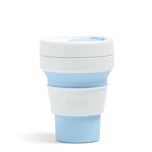 Бяло-синя сгъваема чаша за пътуване Sky, 355 ml Pocket Cup - Stojo