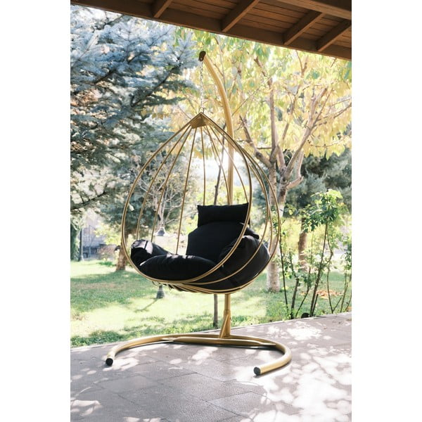 Висящ градински стол в черен и златист цвят Damla – Floriane Garden