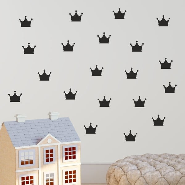 Комплект черни стикери за стена Crown - North Carolina Scandinavian Home Decors