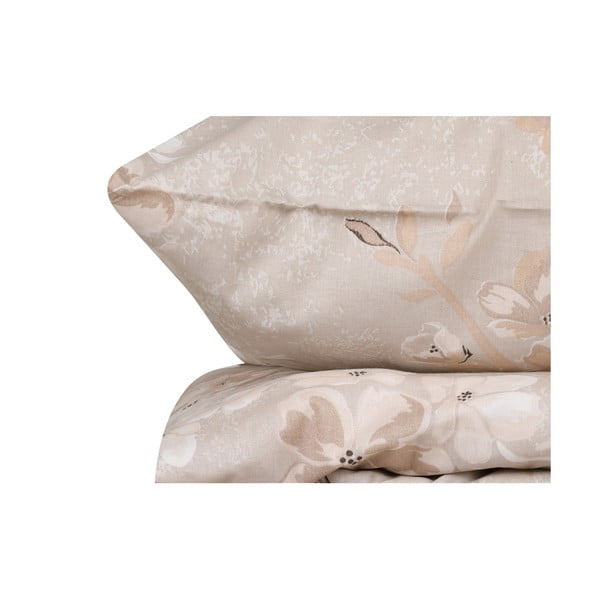 Бежово двойно /удължено памучно включено спално бельо с включен долен чаршаф 200x220 cm Elena – Mijolnir-image-2