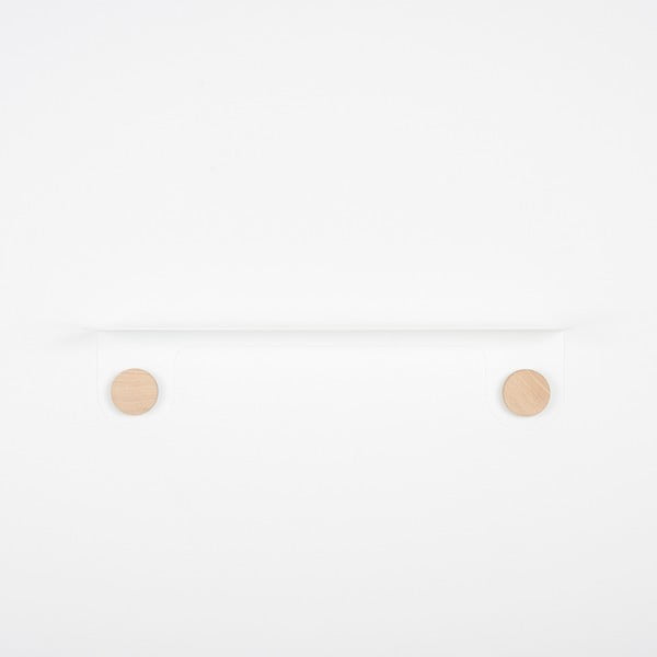 Стенен рафт от бяла стомана с детайли от дъбово дърво с 2 куки , дължина 60 см Hook - Gazzda-image-2