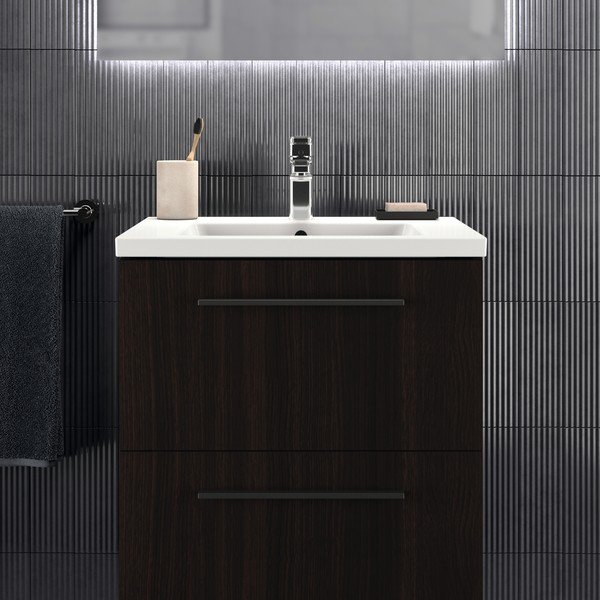Тъмнокафяв стенен шкаф за мивка от декор от дъб  60x63 cm i.Life B – Ideal Standard-image-1