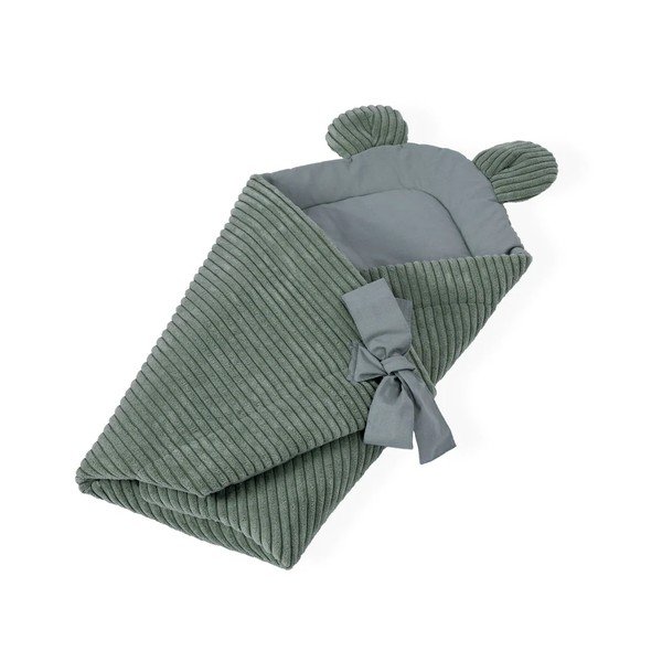 Зелено бебешко одеяло от рипсено кадифе 35x65 cm – Meowbaby-image-1