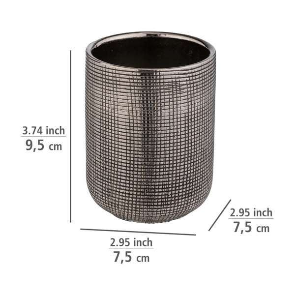 Керамична чаша за четки за зъби в сребрист цвят Rivara – Wenko-image-4