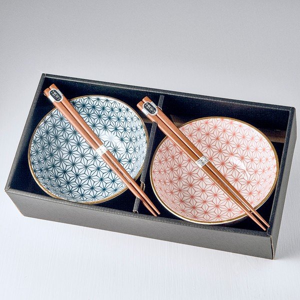 Комплект от 2 чинии и пръчици за хранене Asanoha - MIJ-image-1