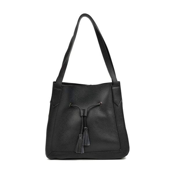 Черна кожена чанта Anete - Roberta M