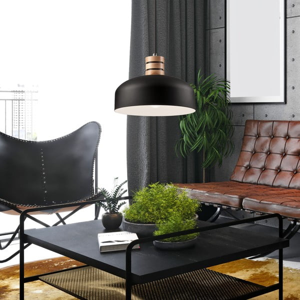Черно висящо осветително тяло с метален абажур ø 30 cm Cosmo – LAMKUR-image-3