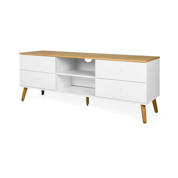 Бяла маса за телевизор с дъбови крака, широчина 162 cm Dot - Tenzo-image-3