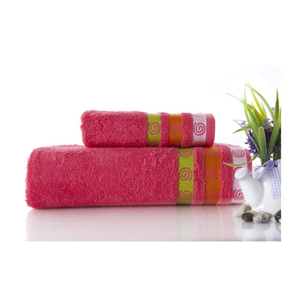 Set dvou ručníků Truva Fuchsia, 90x150 a 50x90 cm