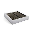 Светлосиво двойно тапицирано легло с място за съхранение с включена подматрачна рамка 160x200 cm Simon – Micadoni 