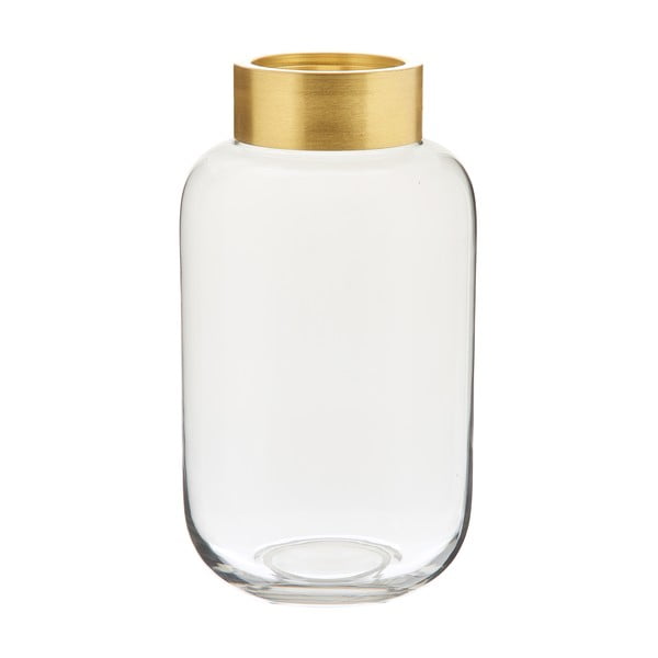 Стъклена ваза с метален елемент в златист цвят, височина 29 cm Lori - Westwing Collection-image-2