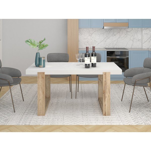 Бяла трапезна маса 90x160 cm Solid – Støraa-image-1