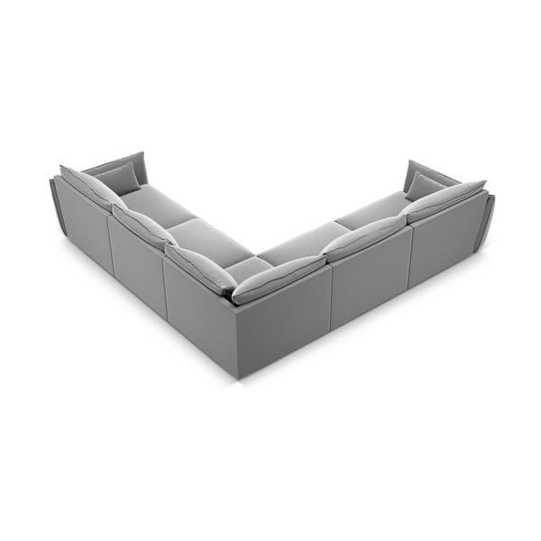 Светлосив кадифен ъглов диван Vanda – Mazzini Sofas-image-3