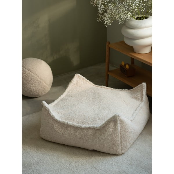 Кремав детски пуф от букле Square – Wigiwama-image-2