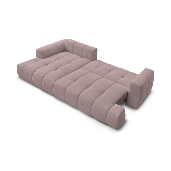 Розов сгъваем/с място за съхранение ъглов диван (ляв ъгъл) Fuji – Bobochic Paris-image-4