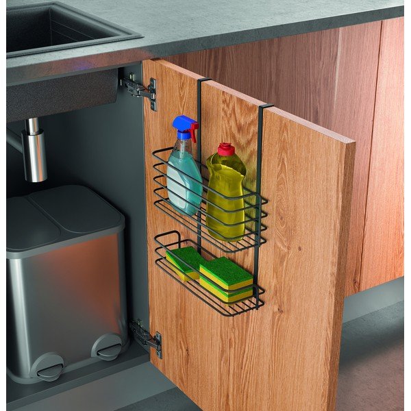 Черен метален висящ кухненски рафт Lava Double Galileo - Metaltex-image-1