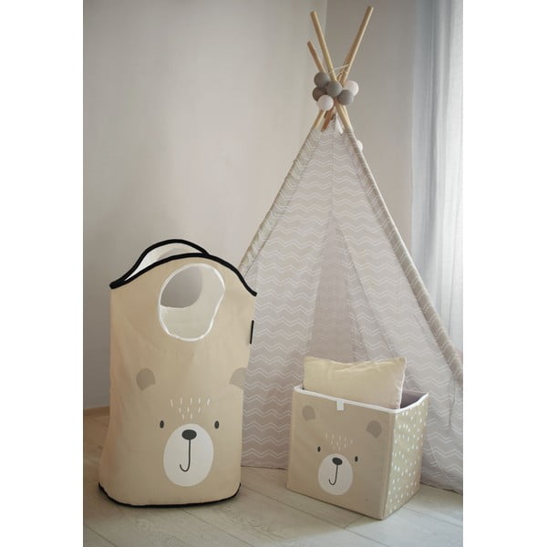 Бежова детска кутия за съхранение от плат Dots from the Forest - Butter Kings-image-1