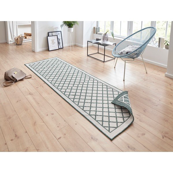 Зелен и кремав килим на открито , 80 x 250 cm Sydney - NORTHRUGS-image-1