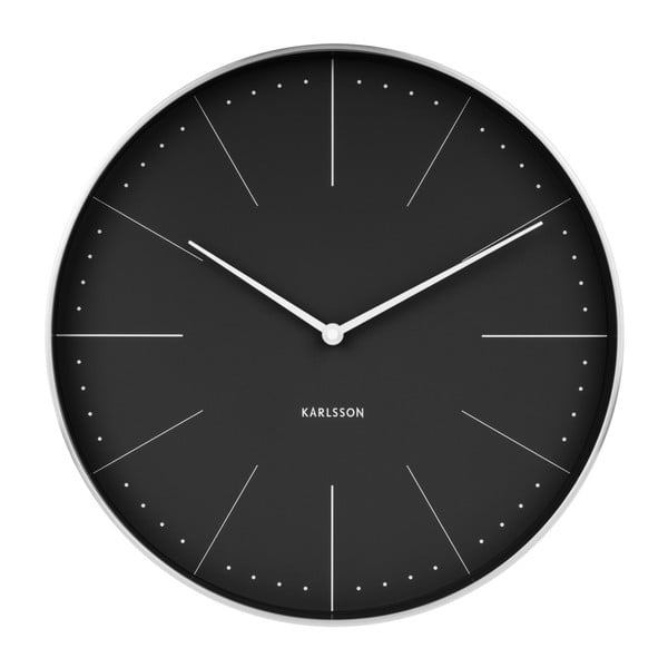 Černé nástěnné hodiny s detaily ve stříbrné barvě Karlsson Normann, ⌀ 38 cm