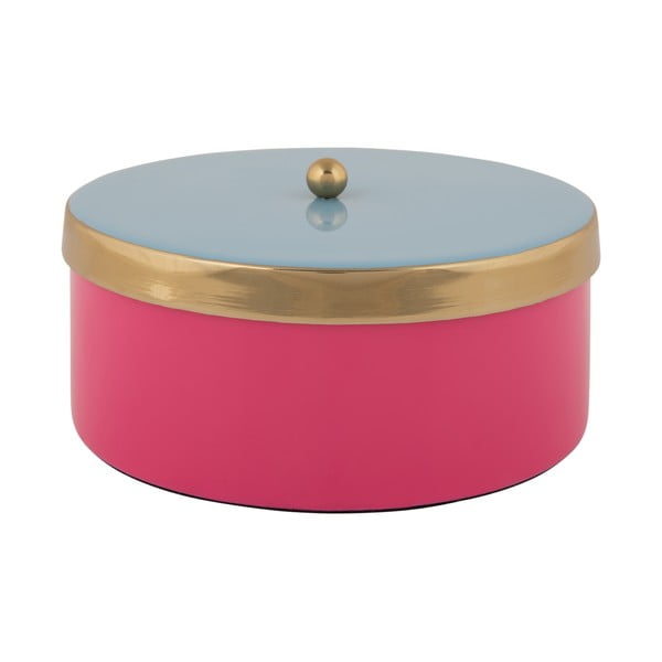 Розова декоративна метална кутия за съхранение ø 16x6 cm Double Funky – PT LIVING