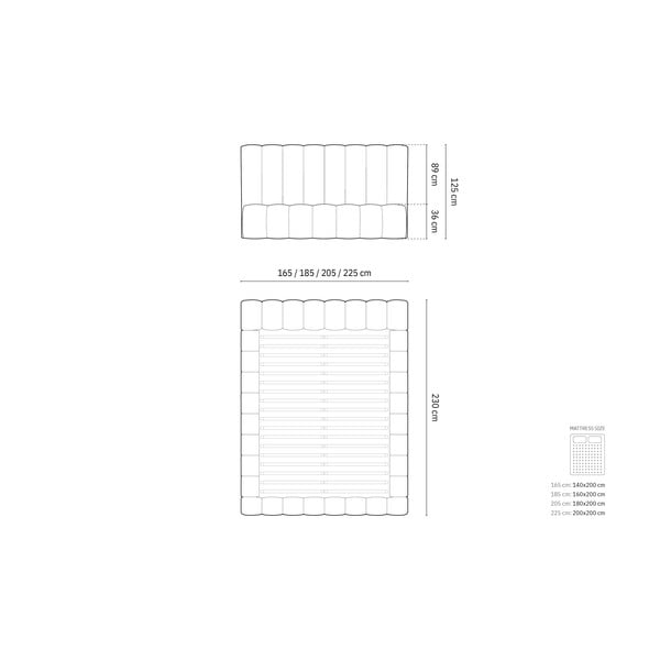 Светлосиво тапицирано двойно легло с място за съхранение с включена подматрачна рамка 160x200 cm Kelp – Micadoni Home-image-4