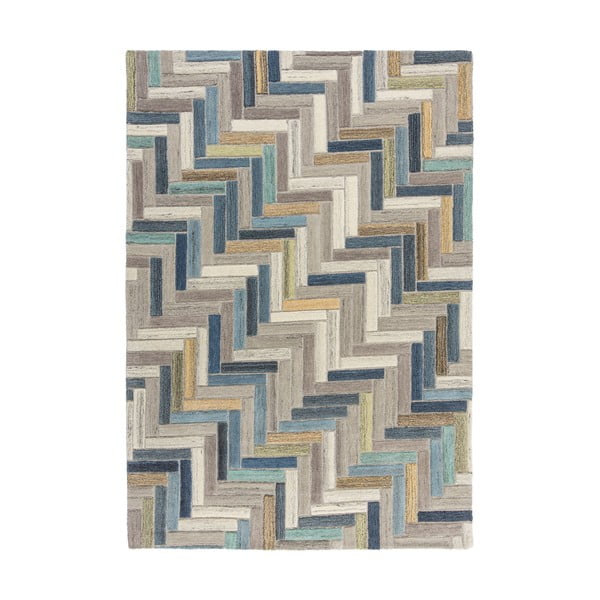 Сив и син вълнен килим , 120 x 170 cm Russo - Flair Rugs