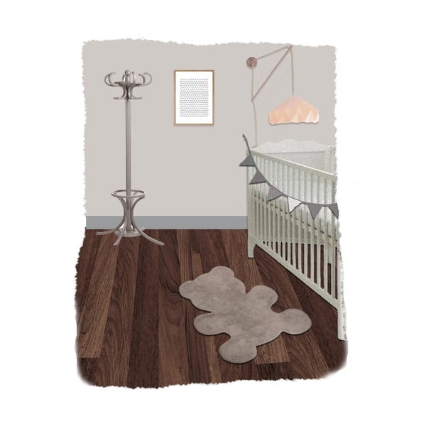 Детски кафяв ръчно изработен килим Little Teddy, 80 x 100 cm - Nattiot-image-1