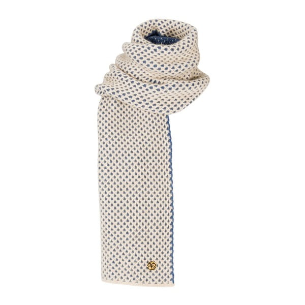 Béžovomodrá pletená kašmírová šála Bel cashmere Knit, 200 x 30 cm