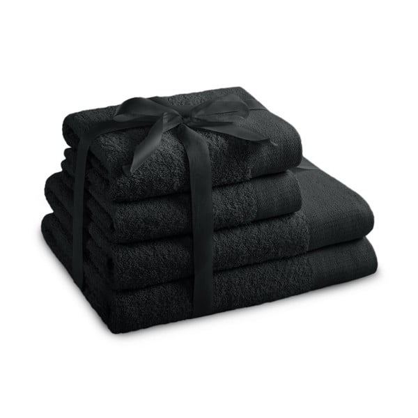 Черни памучни хавлии и кърпи за баня в комплект от 4 бр. от тери Amari – Restilo