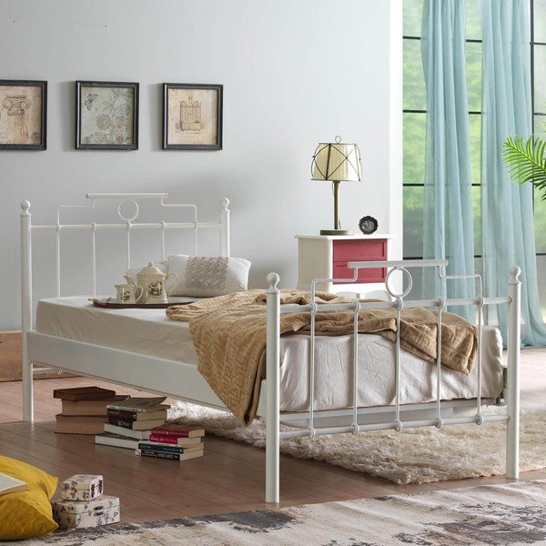 Бяло метално единично легло с решетка 120x200 cm Hatkus - Kalune Design-image-1