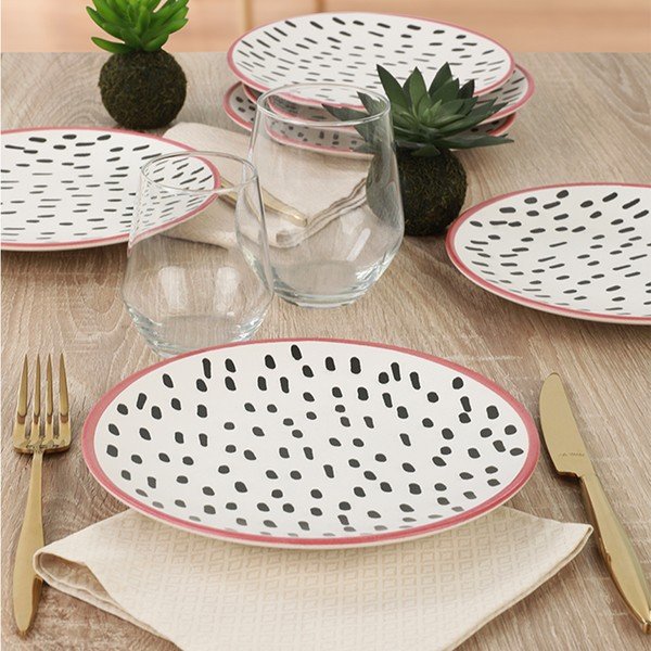 Комплект от 6 керамични десертни чинии, 20 см Brush Dots - My Ceramic-image-3