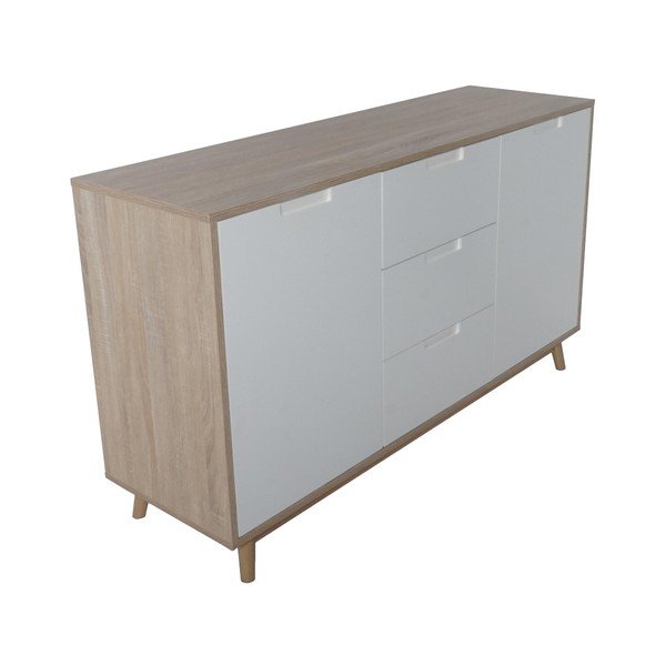 Bílá komoda s korpusem v dřevěném dekoru House Nordic Copenhagen-image-1