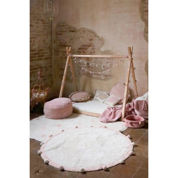 Кремав ръчно изработен памучен детски килим подходящ за пране ø120 cm Bubbly Vintage Nude – Lorena Canals-image-3