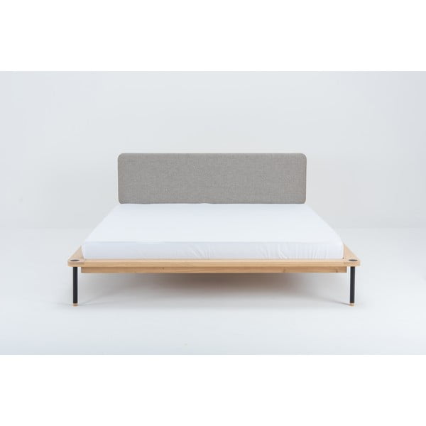 Двойно легло от дъбова дървесина Nero, 140 x 200 cm Fina - Gazzda-image-3