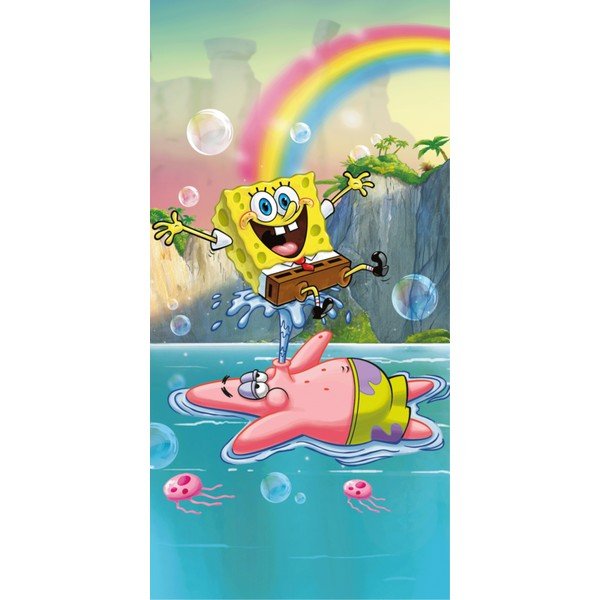 Памучна детска кърпа 70x140 cm Sponge Bob "Tropical Duo" – Jerry Fabrics