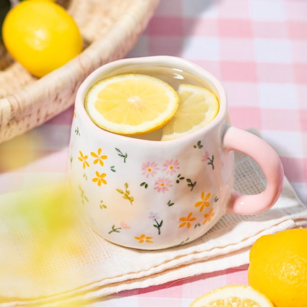 Кремава глинена чаша 375 ml Ditsy – Sass & Belle-image-1