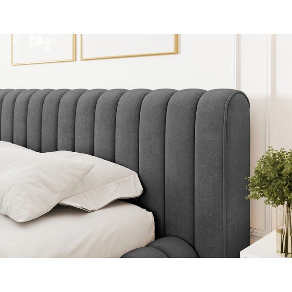 Тъмносиво двойно тапицирано легло с място за съхранение и включена подматрачна рамка 160x200 cm Carilla – ELTAP-image-4