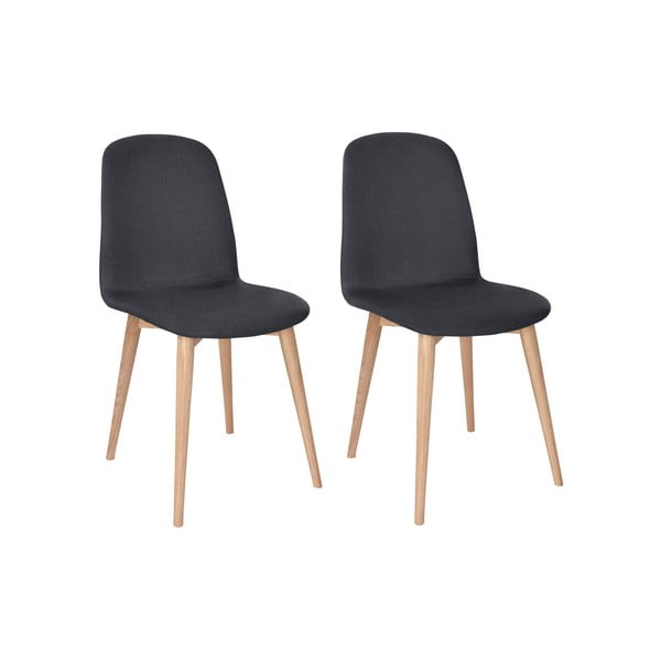 Комплект от 2 черни трапезни стола с масивни дъбови крака WOOD AND VISION Basic - Wood and Vision