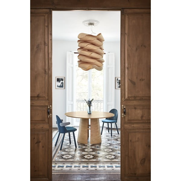 Кръгла трапезна маса от декор от дъб  естествена ø 137 cm Cep – Teulat-image-1