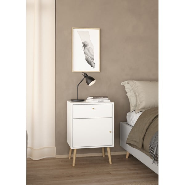 Бяло нощно шкафче Bodo - Tvilum-image-1