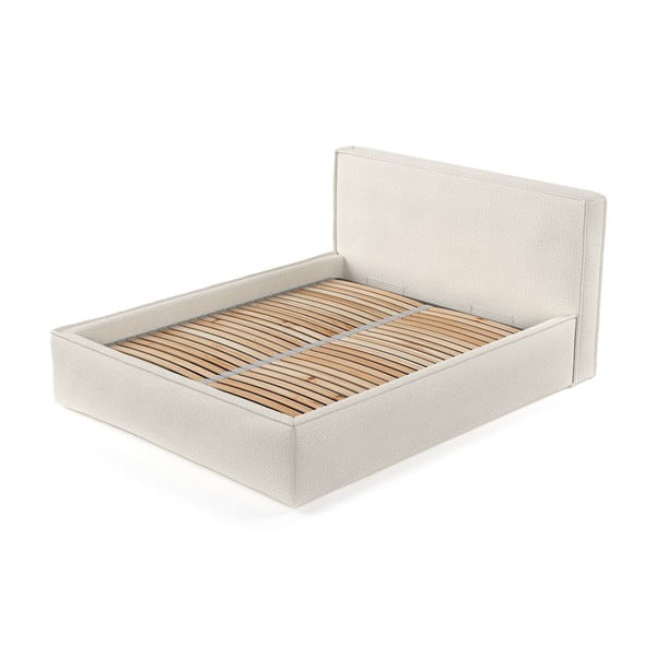 Бежово двойно легло 200x200 cm тапицирано с място за съхранение с включена подматрачна рамка Lounge L – Maison de Rêve-image-3