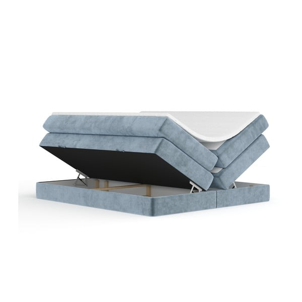 Синьо  боксспринг легло 200x200 cm с място за съхранение/без табла Juniper – Maison de Rêve-image-3