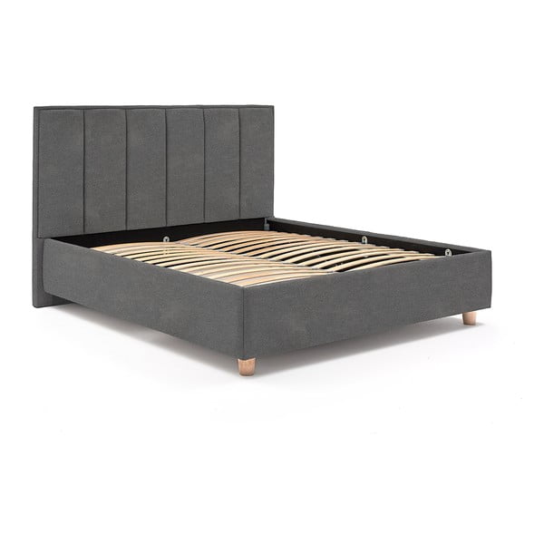 Светлосиво двойно легло с решетка и място за съхранение , 180 x 200 cm Wega - ProSpánek-image-2