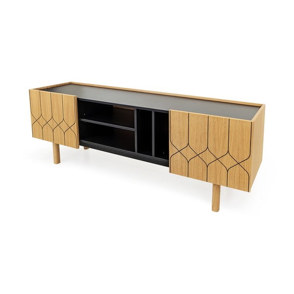 ТВ масичка от черен/естествен дъб 175x60 cm Porto - Woodman-image-2