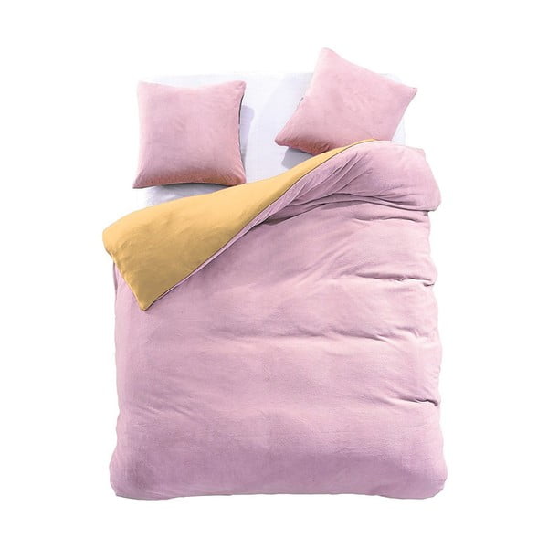 Жълто-розов удължен чаршаф за единично легло от микрофибър 155x220 cm Furry - AmeliaHome