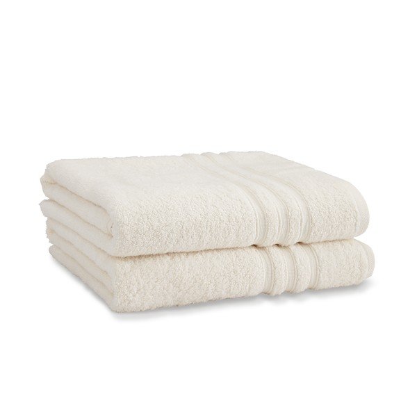 Кремави памучни хавлиени кърпи в комплект от 2 бр. от тери 90x140 cm Zero Twist – Catherine Lansfield