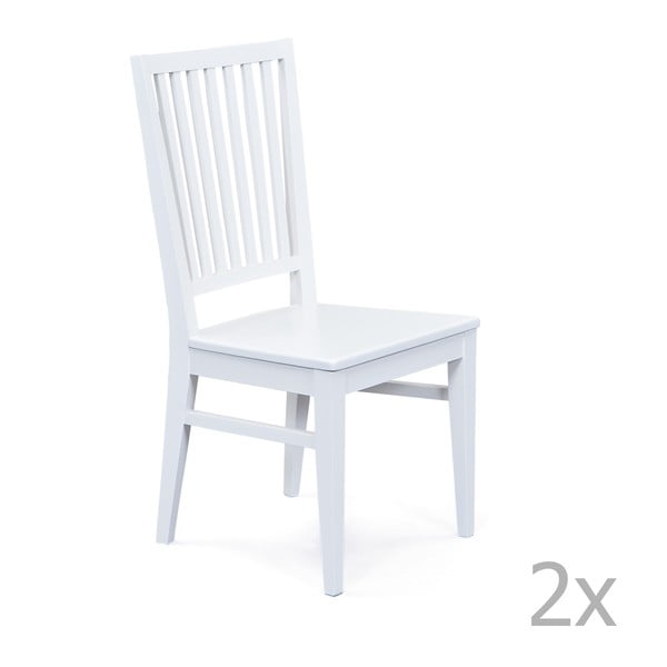 Комплект от 2 бели трапезни стола, изработени от масивна букова дървесина Cassala - Interlink