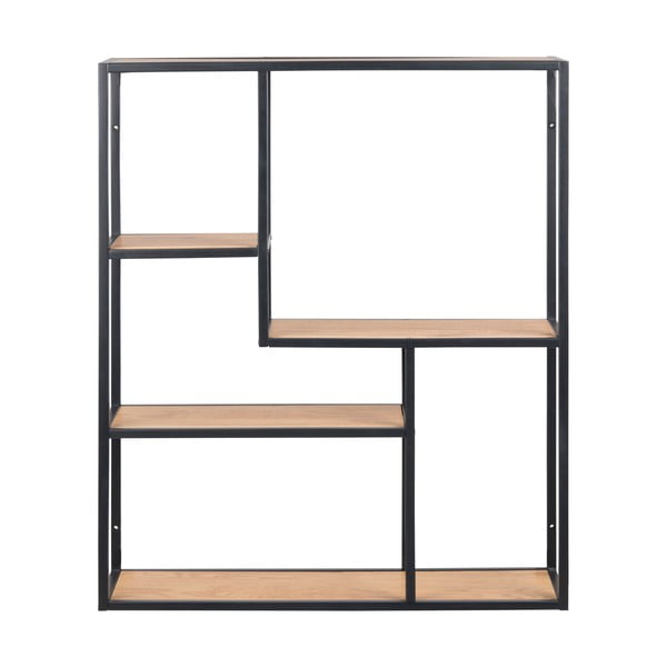 Черна/естествена стенна библиотека от декор от дъб  75x91 cm Seaford – Actona