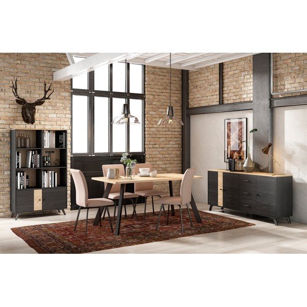 Маса за хранене с дъбов плот 90x160 cm Texas - Marckeric-image-1