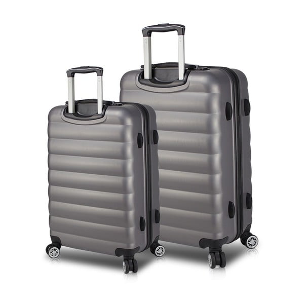 Комплект от 2 сиви куфара за пътуване на колелца с USB портове My Valice RESSNO Голям и среден - Myvalice